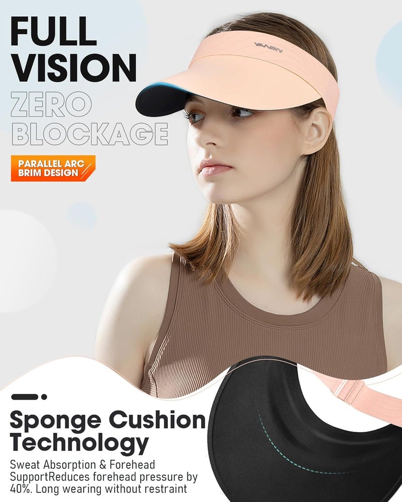 YANIKY Sun Visor Hat for Women,UPF50+ Seamless Sun Hats Men Women Lightweight Sports Cap Stretchy Ponytail Hat for Outdoor - Image 5